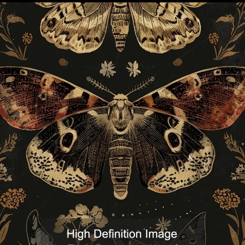 Dark Floral Moth Canvas Prints - Set of 2 Wall Art - Picture 5 of 6